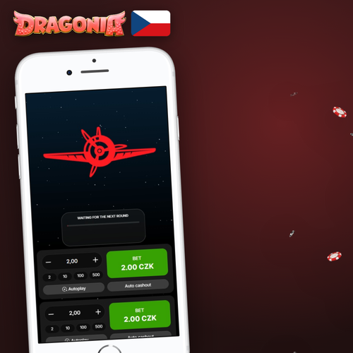 Dragonia Casino Aviator demo – červené letadlo stoupá po křivce multiplikátoru