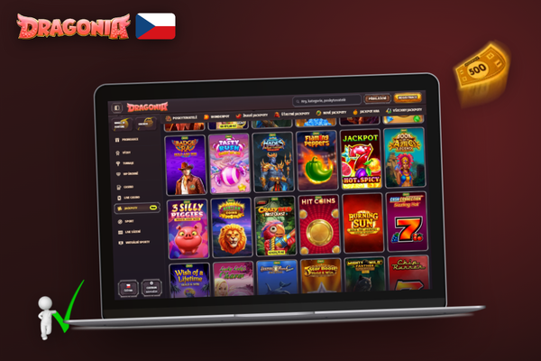Dragonia Casino desktop verze s přihlašovacím oknem na ploše počítače