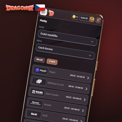 Dragonia Casino výplata přes e-peněženky Skrill, Neteller, MiFinity a Revolut do 24 hodin