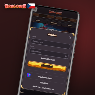 Vytvoření účtu Dragonia Casino e-mailem s potvrzovacím odkazem