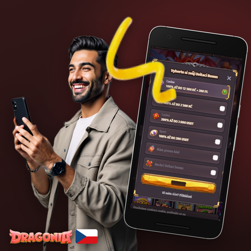 Registrační formulář Dragonia Casino s drakem a tlačítkem Vytvořit účet